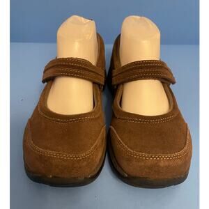 L.L. Bean Comfort Moc Mary Jane III Women's Brown Suede Shoes Size 7 M Strap